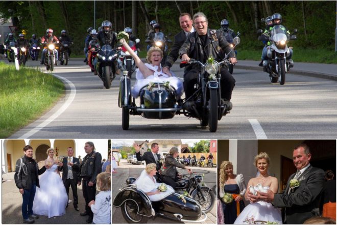 Biker-Hochzeit bei Bilderbuchwetter