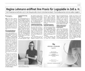 Regina Lehmann eröffnet ihre Praxis für Logopädie in Zell a. H.